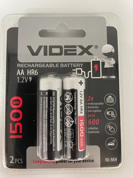 акам  Videx R06 1500 mAh 2 бл, /20/200 (шт.) акам  Videx R06 1500 mAh 2 бл, /20/200 (шт.)