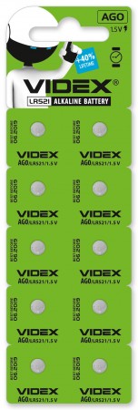 Батарейки Videx AG0 LR521 10шт. (шт.) Батарейки Videx AG0 LR521 10шт. (шт.)
