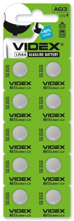 Батарейки Videx AG13 (LR44) /10bl/100/1600 (шт.) Батарейки Videx AG13 (LR44) /10bl/100/1600 (шт.)